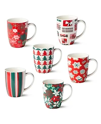 Certified International Holiday Spruce Mugs, Set of 6