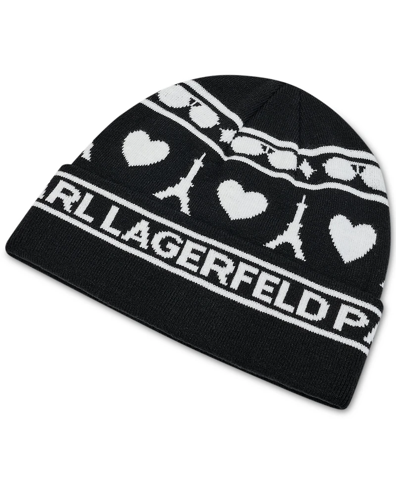 Karl Lagerfeld Paris Heart of Paris Beanie Hat