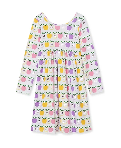 Lands' End Girls Plus Long Sleeve Gathered Waist Jersey Dress