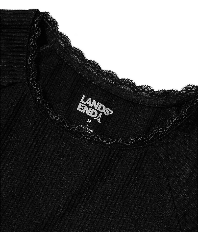 Lands' End Girls Long Sleeve Ribbed Tiered Dress