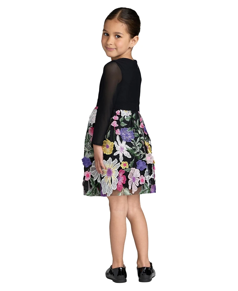 Mac Duggal Big Girls Floral Embroidered Long Sleeve Dress