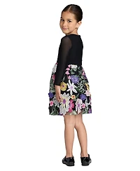 Mac Duggal Big Girls Floral Embroidered Long Sleeve Dress