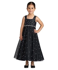 Mac Duggal Big Girls Pearl Embellished Tulle Maxi Dress