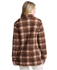 Lands' End Women's Print Boucle Fleece Coat