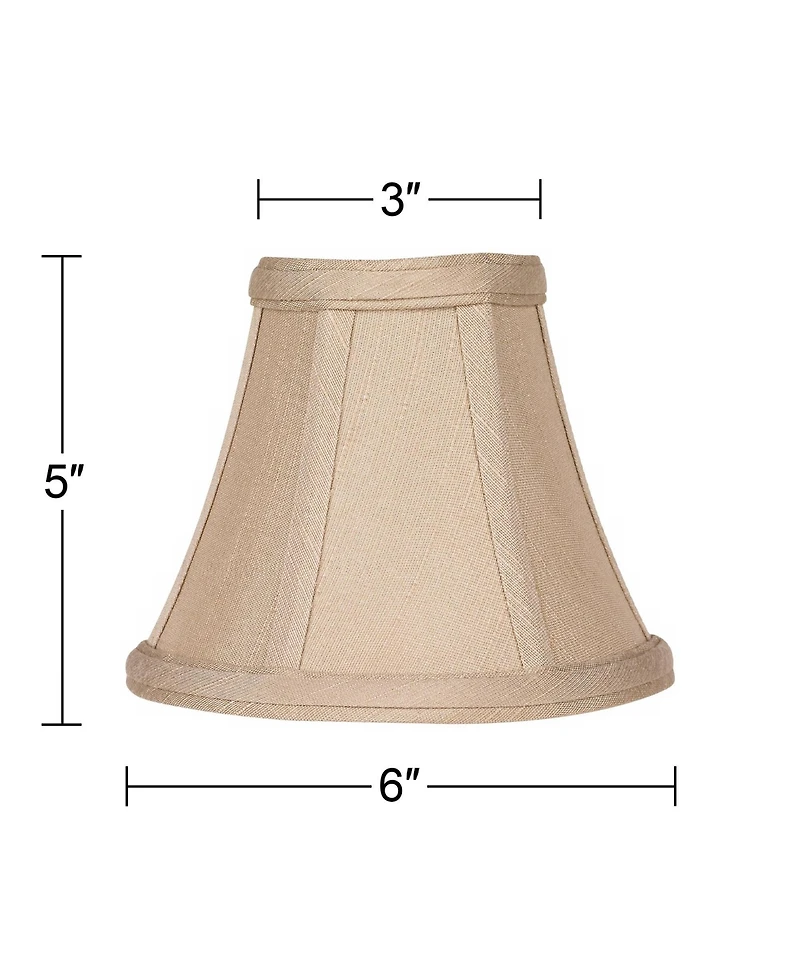 Imperial Shade Set of 2 Empire Lamp Shades Taupe Fabric Small 3" Top x 6" Bottom x 5" High Candelabra Clip-On Fitting