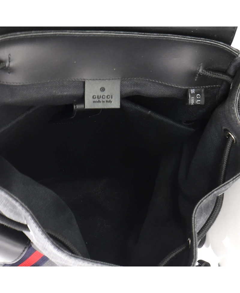 Pre-Owned Gucci Large Double Pocket Buckle Backpack Gg Coated Canvas