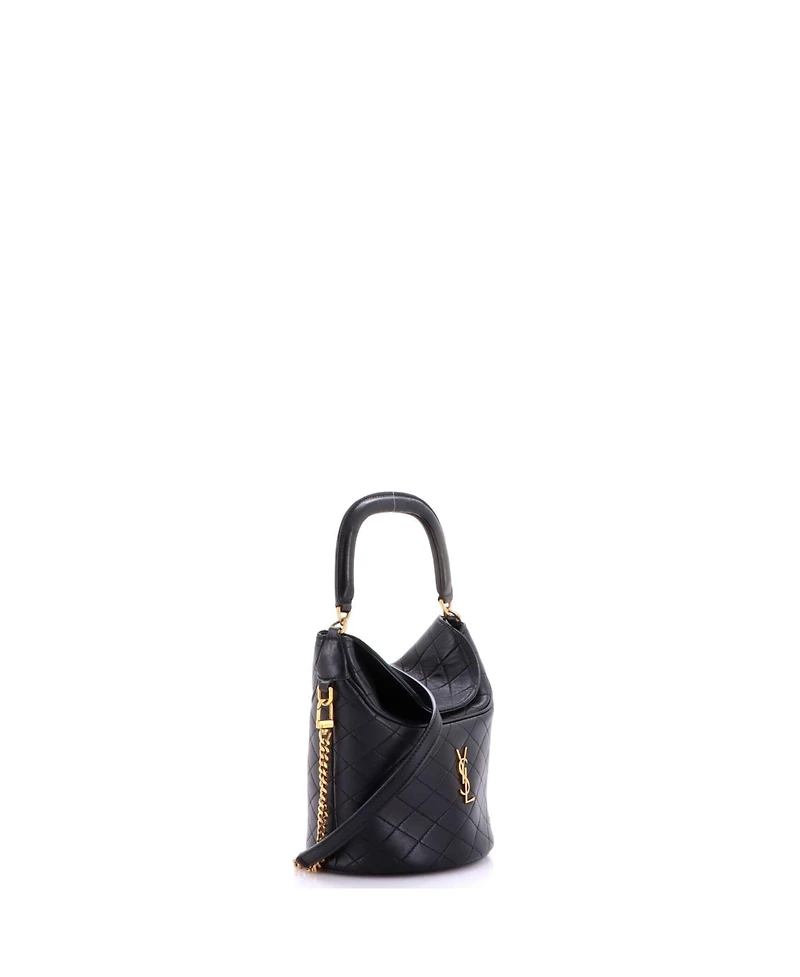 Pre-Owned Saint Laurent Mini Gaby Chain Bucket Bag Quilted Leather