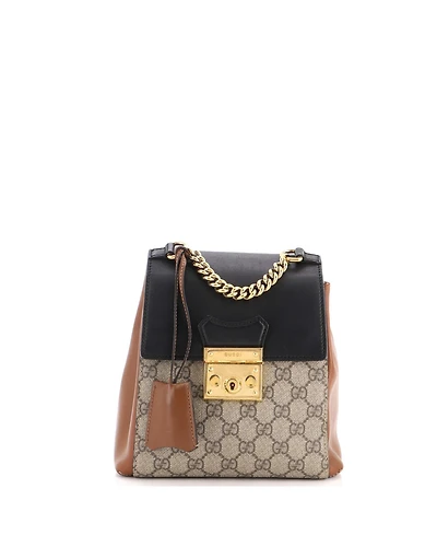 Pre-Owned Gucci Mini Padlock Backpack Gg Coated Canvas and Leather