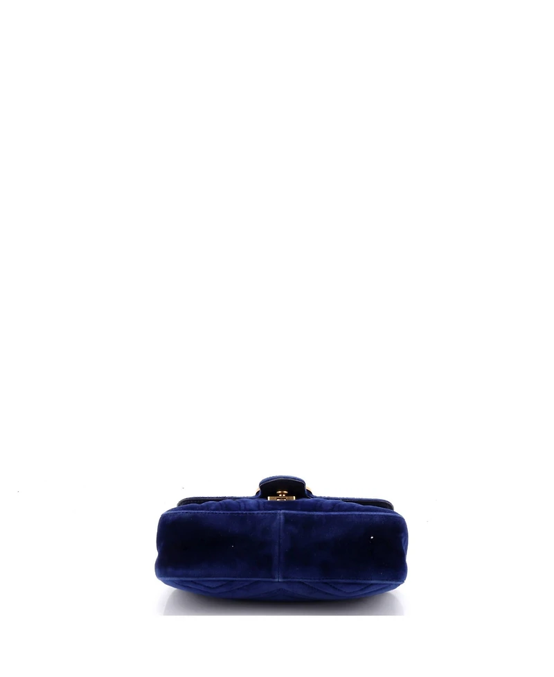 Pre-Owned Gucci Mini Gg Marmont Flap Bag Matelasse Velvet