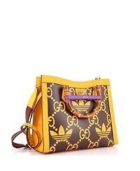 Pre-Owned Gucci Medium x adidas Diana Nm Bamboo Handle Tote Jumbo Gg Embossed Leather