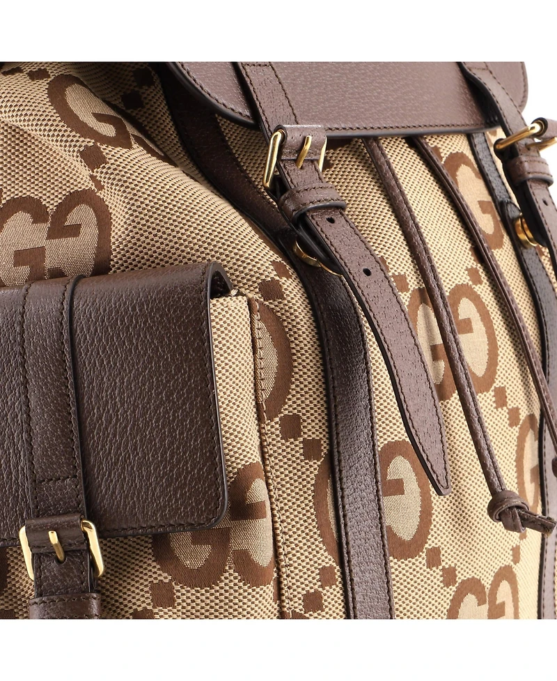 Pre-Owned Gucci Large Double Pocket Belt Backpack Jumbo Gg Canvas and Leather