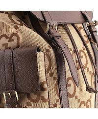 Pre-Owned Gucci Large Double Pocket Belt Backpack Jumbo Gg Canvas and Leather