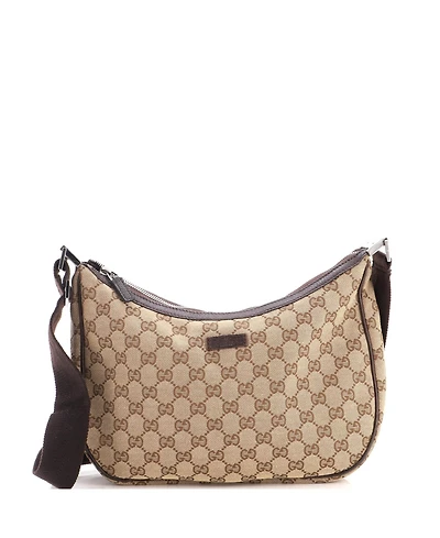 Pre-Owned Gucci Medium Saddle Zip Messenger Bag Gg Canvas with Leather