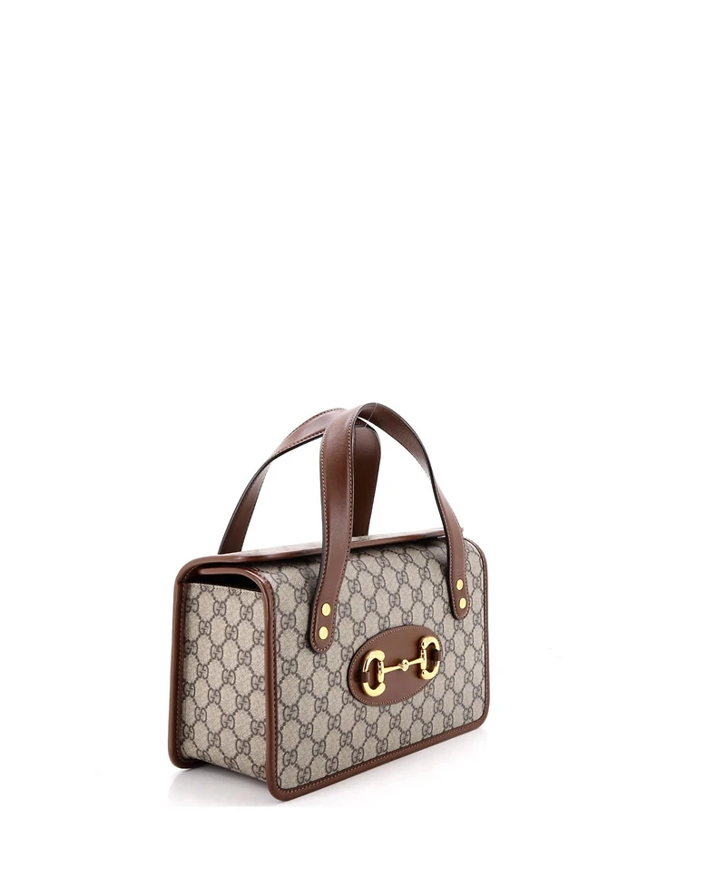 Pre-Owned Gucci Small Horsebit 1955 Boston Bag Gg Coated Canvas