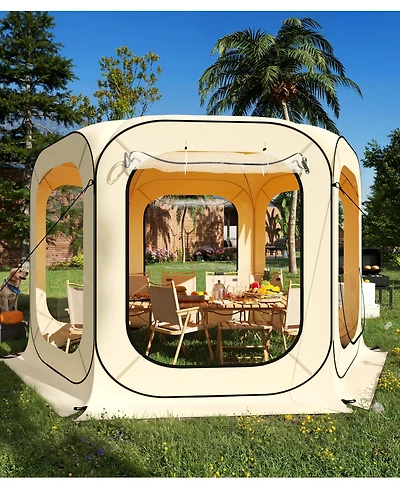 Maxsa 12 x 12 Ft Clear Bubble Tent for 8-10 People, All-Weather Pop-Up Shelter with Transparent Tpu Panels for Camping, Patio & Events