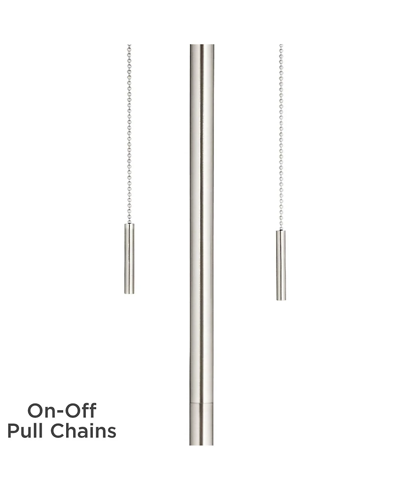 360 Lighting Abba Modern Floor Lamp Standing 66" Tall Brushed Nickel Silver Metal Natural Linen Drum Shade for Living Room Bedroom Office House Home