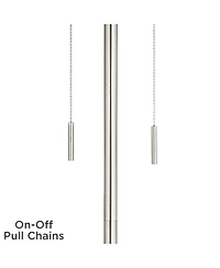 360 Lighting Abba Modern Floor Lamp Standing 66" Tall Brushed Nickel Silver Metal Natural Linen Drum Shade for Living Room Bedroom Office House Home