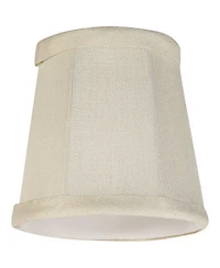 Set of 2 Empire Lamp Shades Cream Fabric Small 3" Top x 4" Bottom x 4" High Candelabra Clip-On Fitting