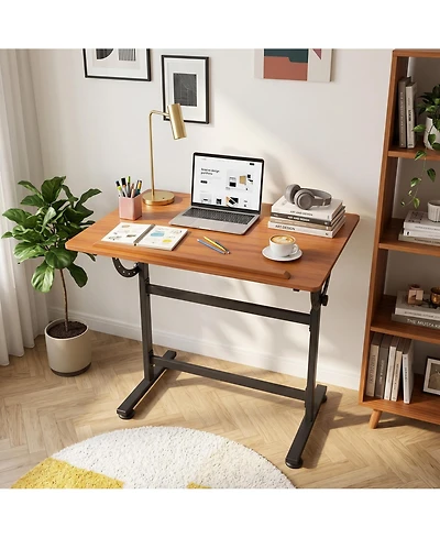Adjustable Steel-Wood Drafting Table, 0degree(s)-90degree(s) Tilting Art Desk, 35.4" x 23.6" Workspace with Anti-Slip Lip