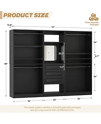 Aheaplus Closet System Set with Mirror and Shelves, Organizer Drawer