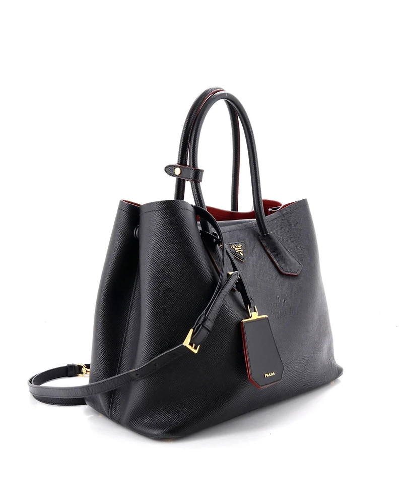 Pre-Owned Prada Medium Cuir Double Tote Saffiano Leather