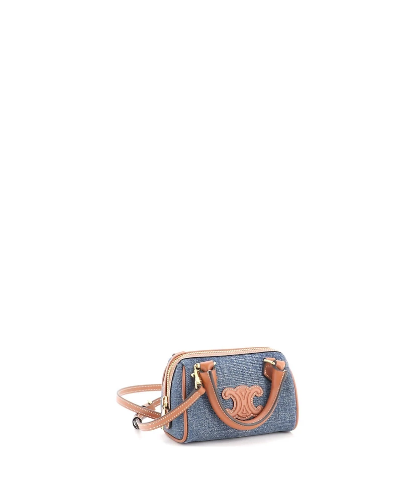 Pre-Owned Celine Mini Cuir Triomphe Boston Bag Denim