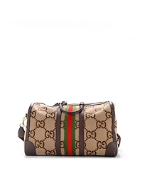 Pre-Owned Gucci Large Savoy Web Convertible Duffle Bag Jumbo Gg Canvas