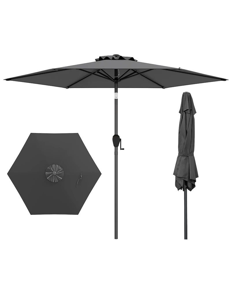 Sugift 7.5 ft Heavy Duty Outdoor Market Patio Umbrella with Push Button Tilt and Crank