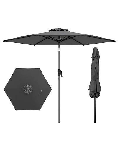 Sugift 7.5 ft Heavy Duty Outdoor Market Patio Umbrella with Push Button Tilt and Crank