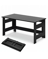 Sugift Portable Folding Floor Table Low Wooden Coffee Table with Foldable Legs