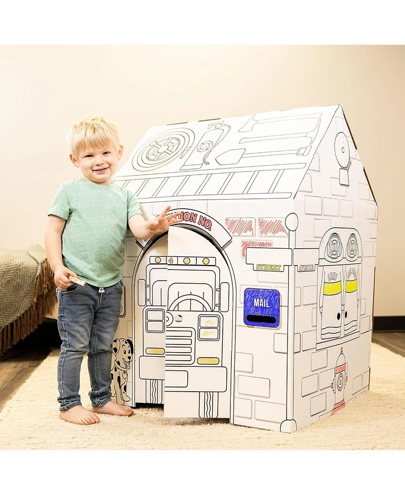 Easy Playhouse Police and Fire Station Color-Your-Own 1-Piece Playhouse, Ages 3+