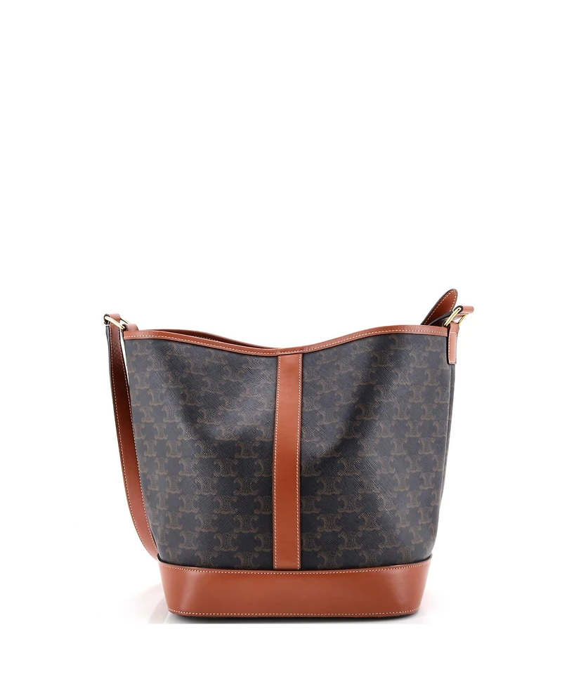 Pre-Owned Celine Medium Bucket Bag Triomphe Coated Canvas
