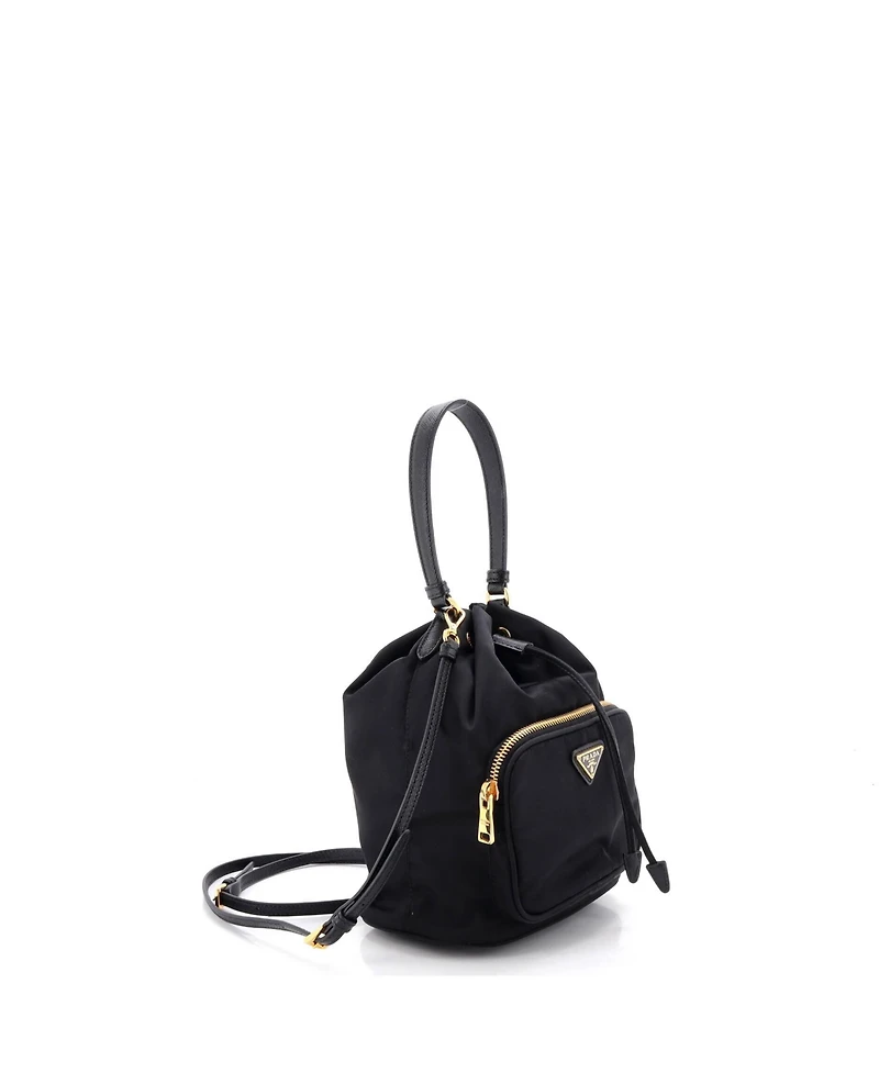 Pre-Owned Prada Small Drawstring Bucket Bag Tessuto