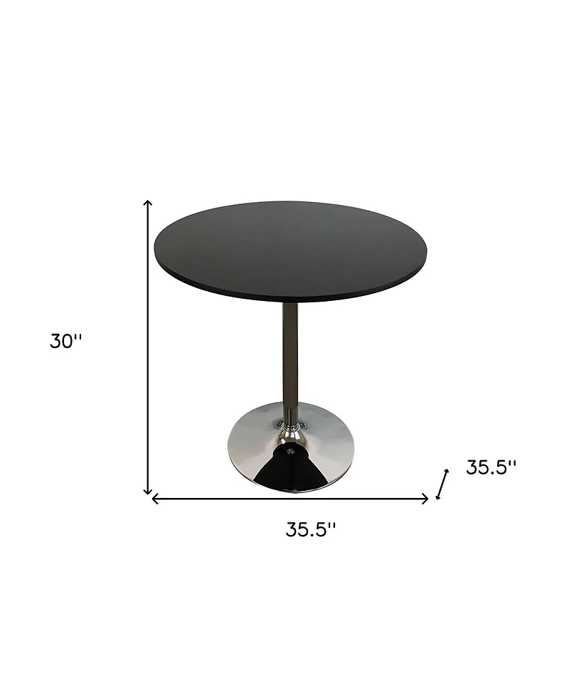 HomeRoots 36" Wood and Metal Pedestal Base Round Top Dining Table