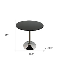 HomeRoots 36" Wood and Metal Pedestal Base Round Top Dining Table