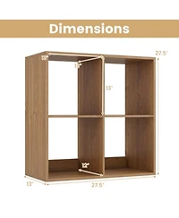 Sugift 4-Cube Bookshelf with Back Guardrail and Open Top