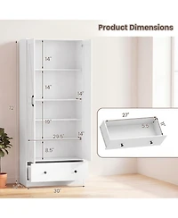 Sugift 72 Inch Farmhouse Kitchen Pantry Cabinet with 2 Doors and 5-Tier Shelves