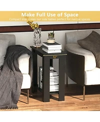 Sugift Compact 2-Tier End Table with Thickened Tabletop and Bottom Storage Shelf