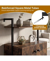 Sugift Wall Mount Bookshelf with 2-Door Storage Cabinet and 2-Tier Open Shelving
