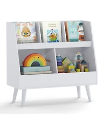 Sugift 5-Cube Kids Bookshelf and Toy Organizer with Anti-Tipping Kits and Solid Wood Legs