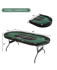 Sugift 10-Player Foldable Poker Table with Led Lights and Usb Charging Ports