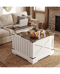 Sugift Farmhouse Lift Top Coffee Table with Hidden Storage Compartment
