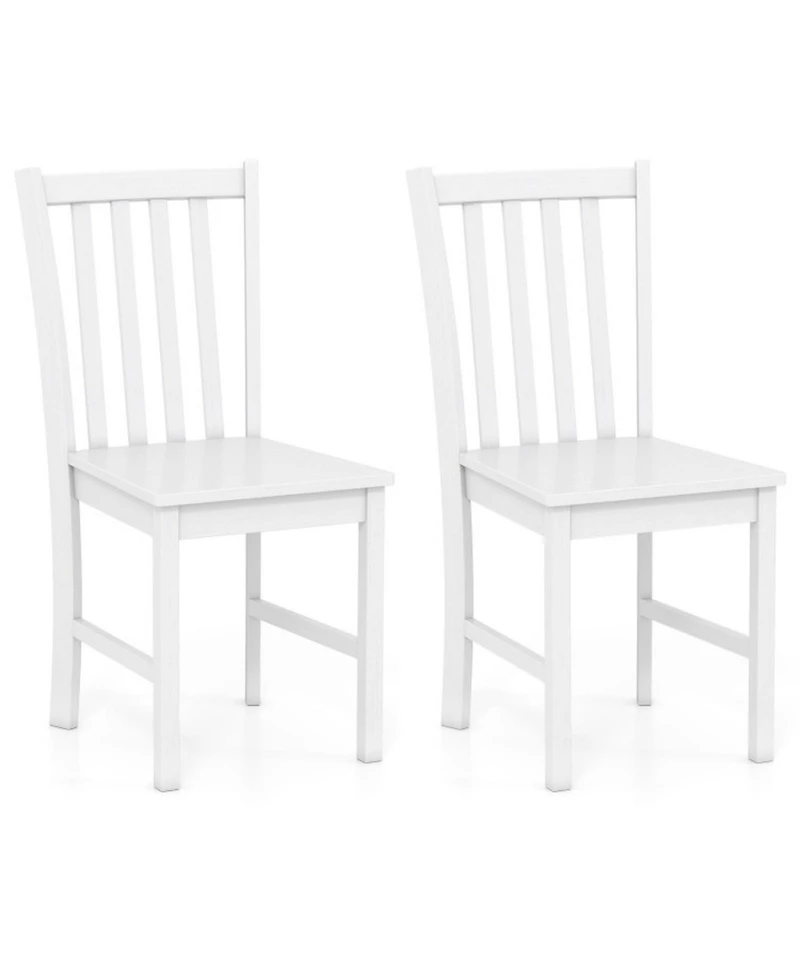 Sugift Wooden Kitchen Chairs Set of 2 Featuring Breathable Slat Tilt Backrest and Rubber Wood Frame