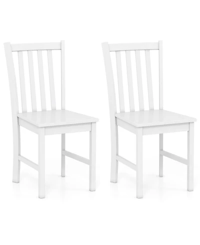 Sugift Wooden Kitchen Chairs Set of 2 Featuring Breathable Slat Tilt Backrest and Rubber Wood Frame