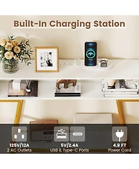 Sugift Slim 40 Inches Console Table with Charging Station and App-Controlled Rgb Lights