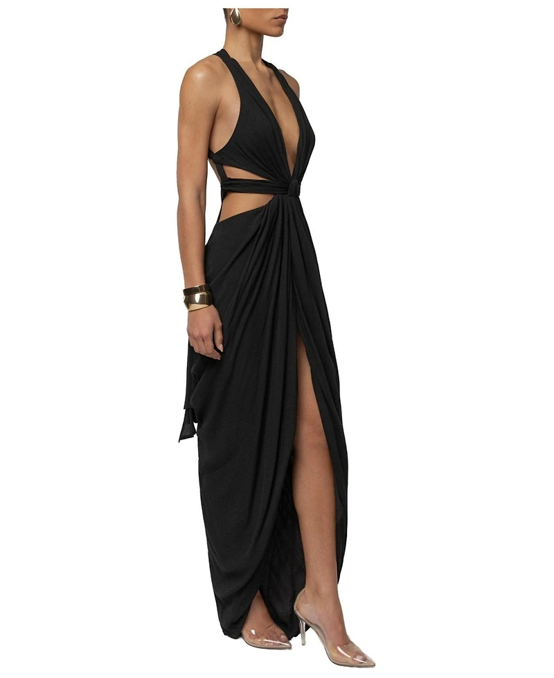 Jluxlabel Women's Warm Sunsets Plunging V-Neck Cutout Maxi Dress