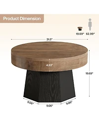 Tribesigns 31.5" Round Coffee Table, Two-Tone, for Small Space