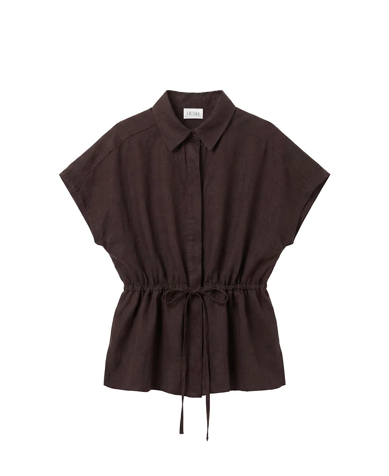 Hush Women's Mirai Linen-Blend Short-Sleeve Button-Up Shirt