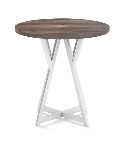 Sugift 36 Inch Round Dining Table with X-Shaped Metal Pedestal Base