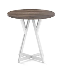 Sugift 36 Inch Round Dining Table with X-Shaped Metal Pedestal Base
